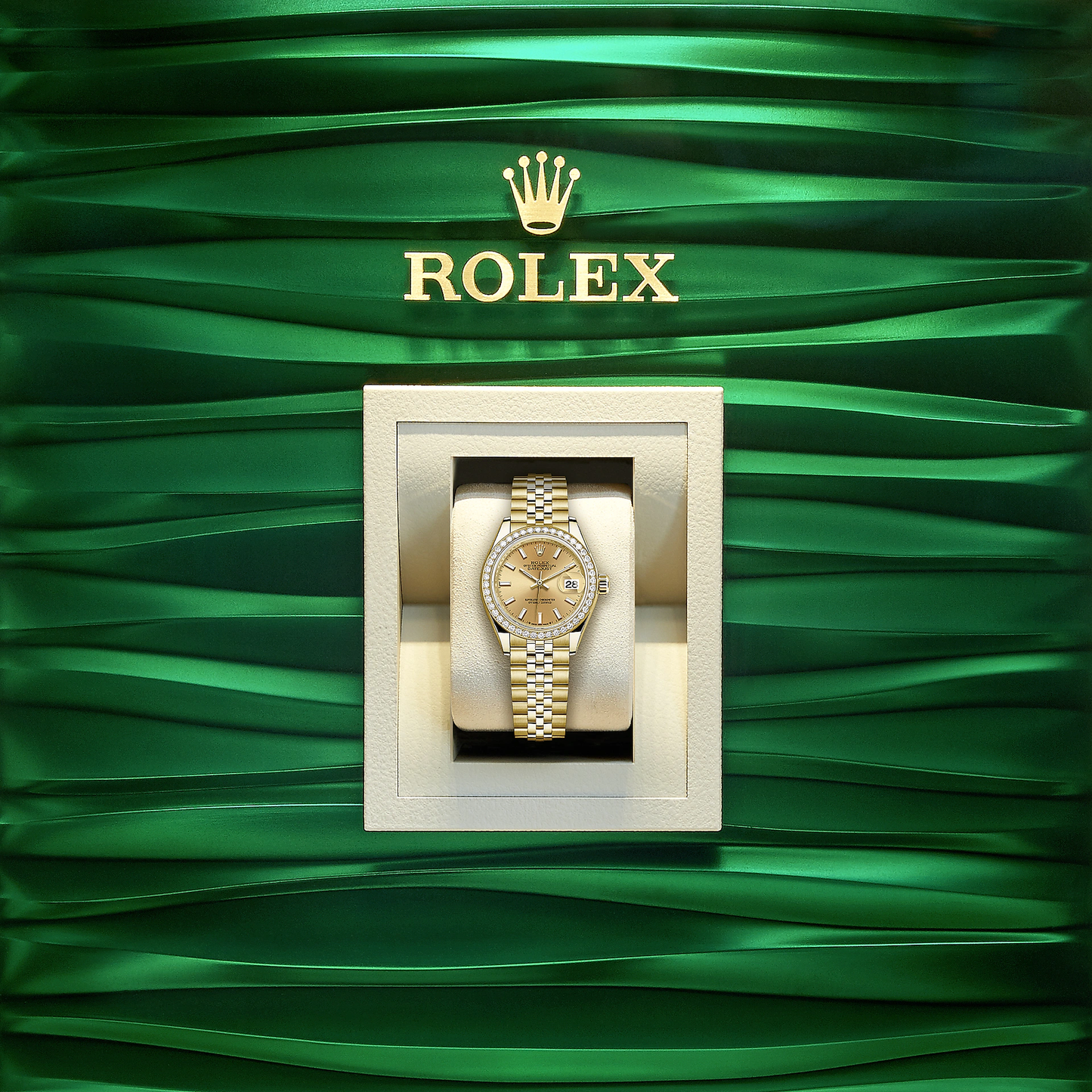 Rolex Lady-Datejust 28, 18kt Yellow Gold and diamonds, Ref# 279138RBR-0013, Watch in box