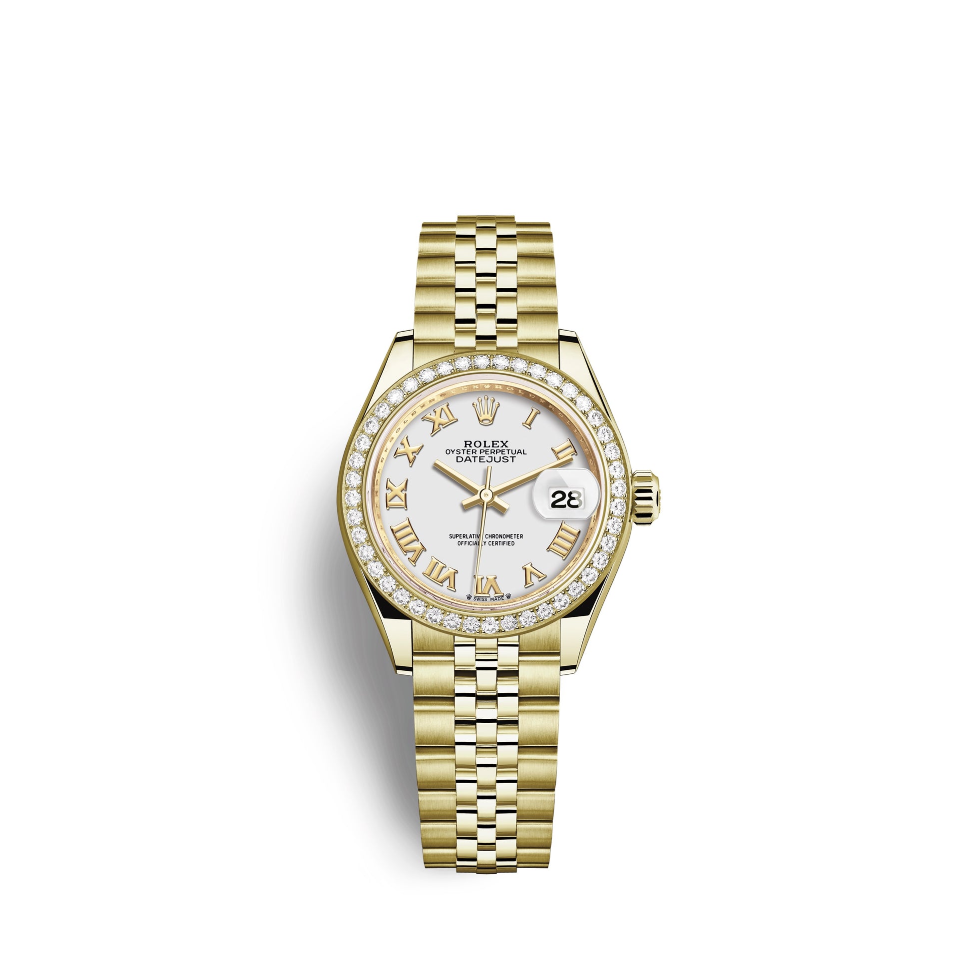 Rolex Lady-Datejust 28, 18kt Yellow Gold and diamonds, Ref# 279138RBR- –  Affordable Swiss Watches Inc.