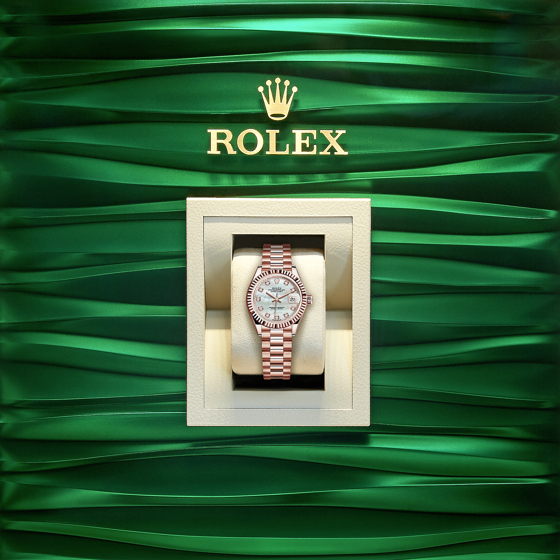 Rolex Lady-Datejust 28, 18k Everose Gold, Ref# 279175-0017, Watch in box