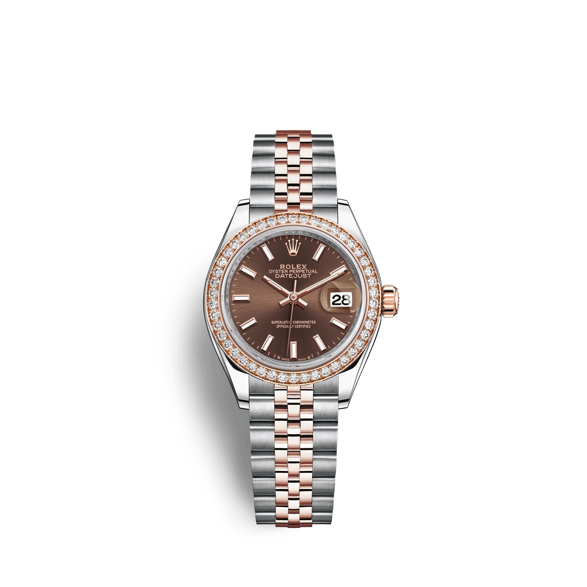 Rolex Lady Datejust 28 Oystersteel and 18k Everose Gold Ref 279381R Affordable Swiss Watches Inc