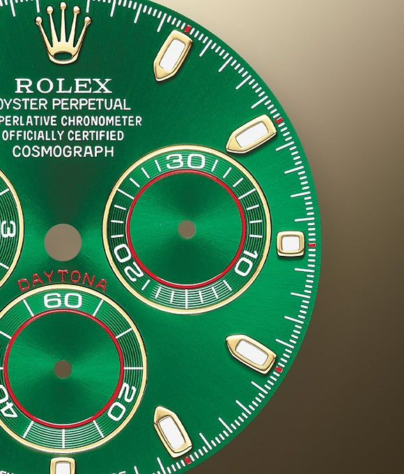 Rolex Cosmograph Daytona 18K Yellow Gold Watch Green Dial Oyster Bracelet 116508-0013