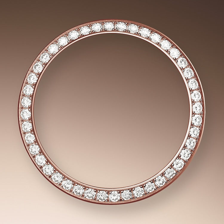Rolex Lady-Datejust 28, 18kt Everose Gold and diamonds, Ref# 279135RBR-0024, Bezel