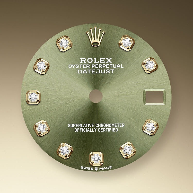 Rolex Datejust 31mm Yellow Gold 278278 Olive Green Diamond President