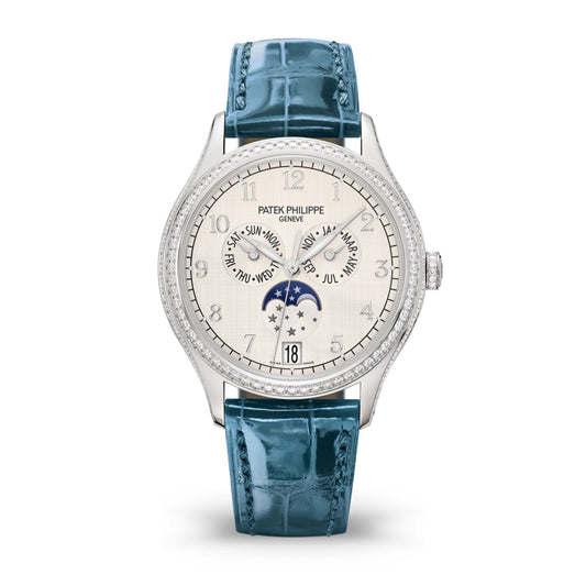 Patek Philippe Complication, 18k White Gold set with 155 diamonds (~1.34 ct), 38mm, Annual Calendar Ref# 4947G-001