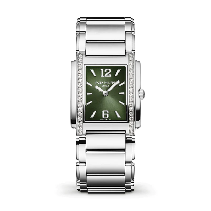 Patek Philippe Twenty~4 Quartz Ladies Watch, Stainless Steel with 36 Diamond (~0.42 ct), 25.1 x 30 mm, Ref# 4910/1200A-011