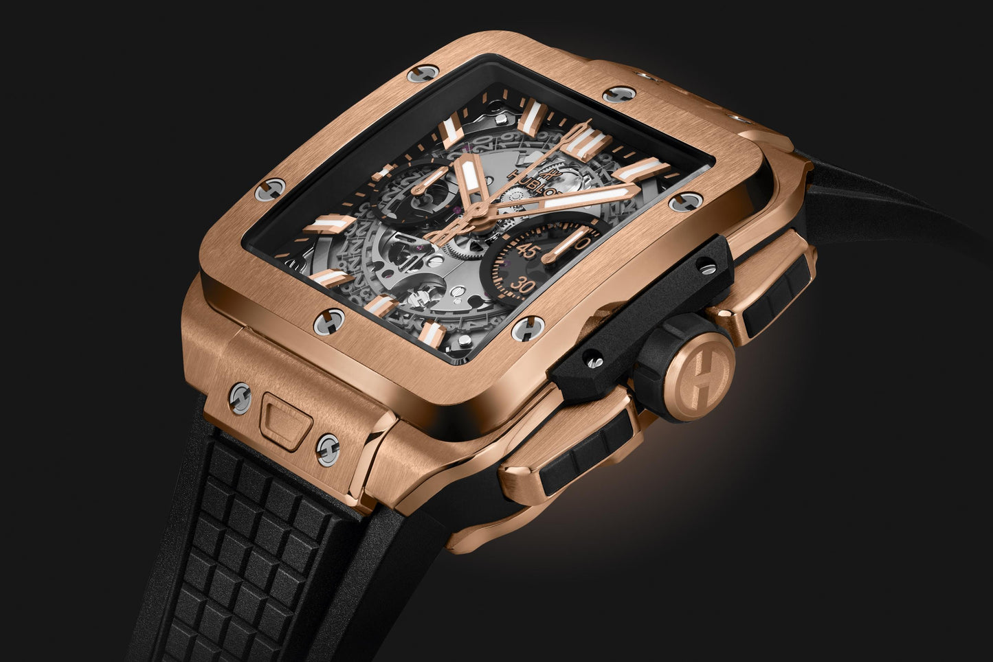 Side Hublot Square Bang UNICO KING GOLD Ref# 821.OX.0180.RX