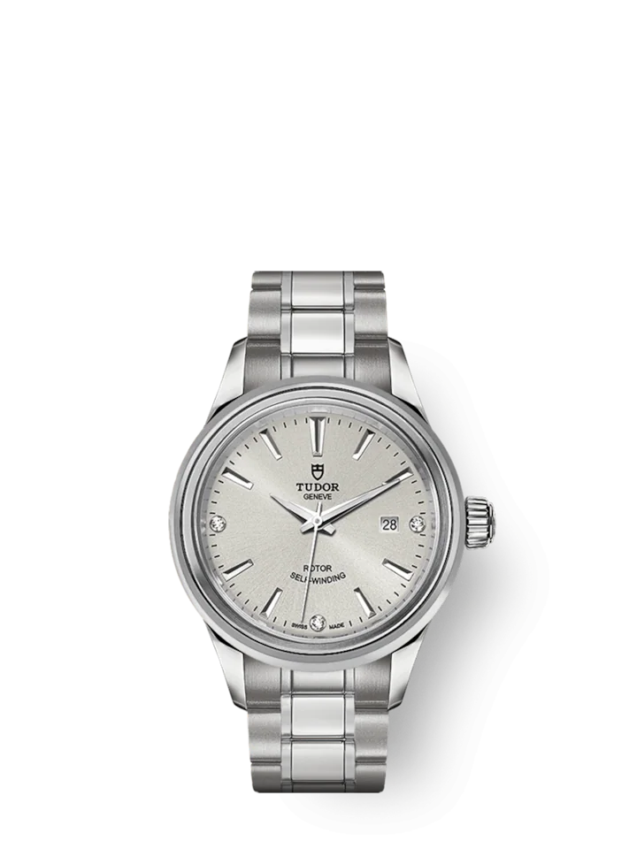 Tudor Style, Stainless Steel and Diamond-set, 28mm, Ref# M12100-0003