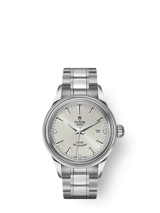 Tudor Style, Stainless Steel and Diamond-set, 28mm, Ref# M12100-0003