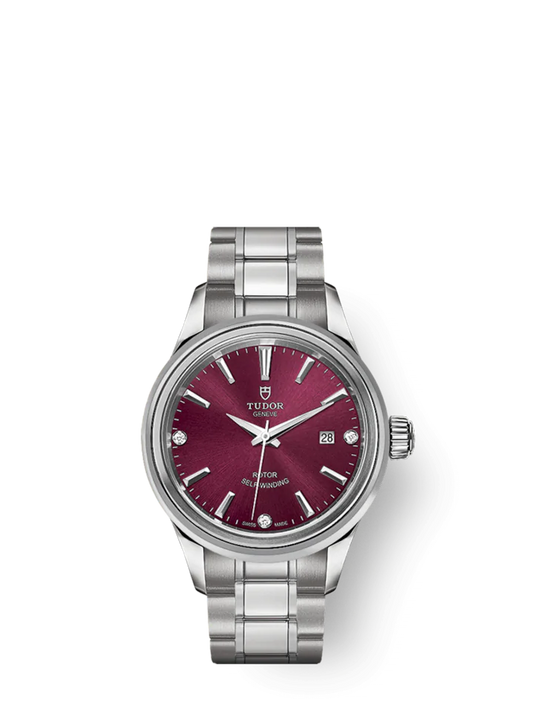 Tudor Style, Stainless Steel and Diamond-set, 28mm, Ref# M12100-0015