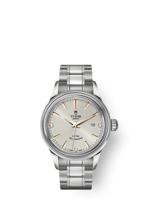 Tudor Style, Stainless Steel and Diamond-set, 28mm, Ref# M12100-0019