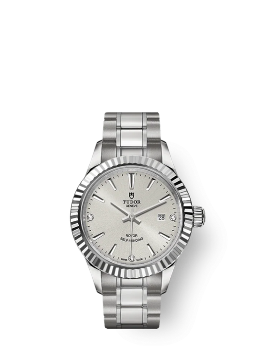 Tudor Style, Stainless Steel and Diamond-set, 28mm, Ref# M12110-0007