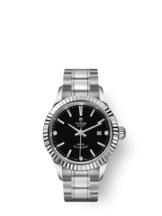 Tudor Style, Stainless Steel and Diamond-set, 28mm, Ref# M12110-0009