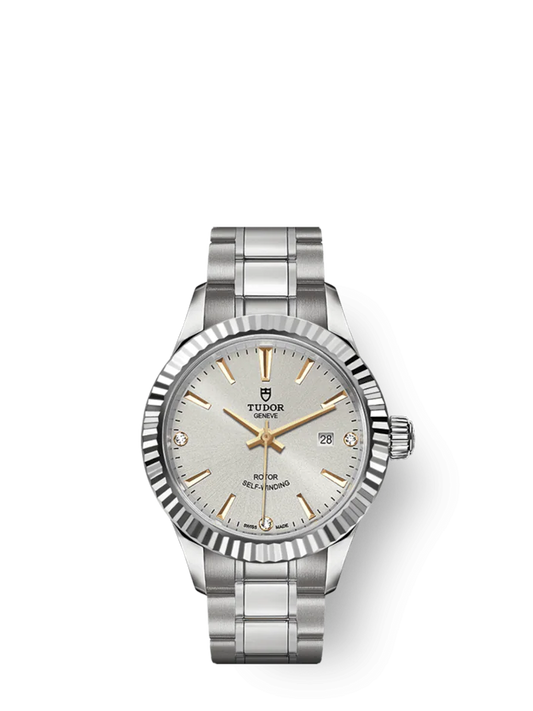 Tudor Style, Stainless Steel and Diamond-set, 28mm, Ref# M12110-0011