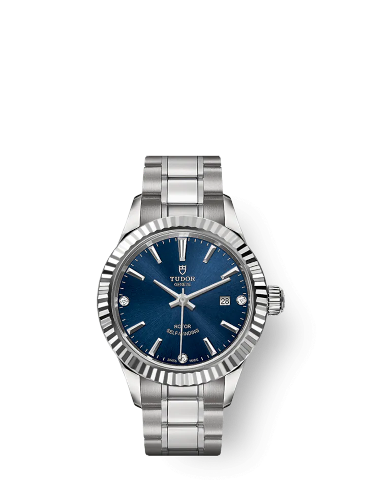 Tudor Style, Stainless Steel and Diamond-set, 28mm, Ref# M12110-0017