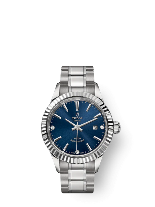 Tudor Style, Stainless Steel and Diamond-set, 28mm, Ref# M12110-0017