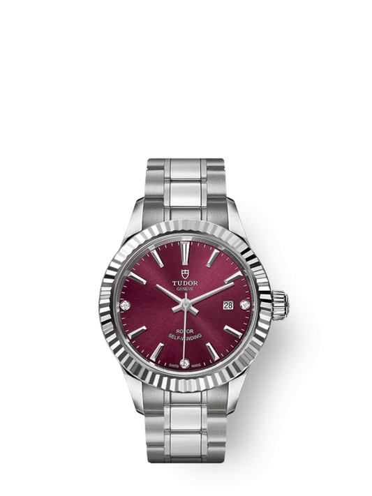 Tudor Style, Stainless Steel and Diamond-set, 28mm, Ref# M12110-0019