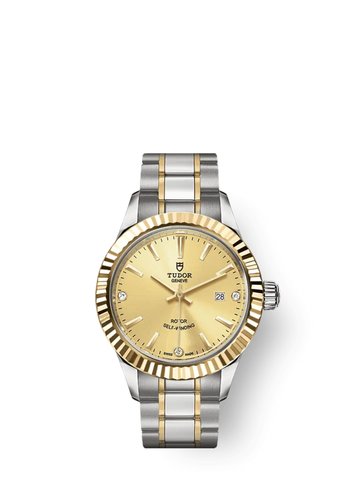 Tudor Style, Stainless Steel and Yellow Gold with Diamond-set, 28mm, Ref# M12113-0007