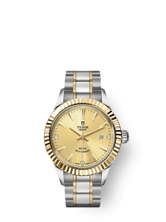 Tudor Style, Stainless Steel and Yellow Gold with Diamond-set, 28mm, Ref# M12113-0007