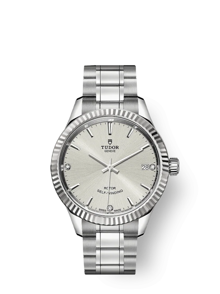 Tudor Style, Stainless Steel and Diamond-set, 34mm, Ref# M12310-0007