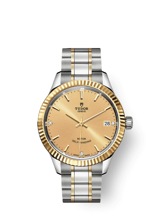 Tudor Style, Stainless Steel and Yellow Gold with Diamond-set, 34mm, Ref# M12313-0007