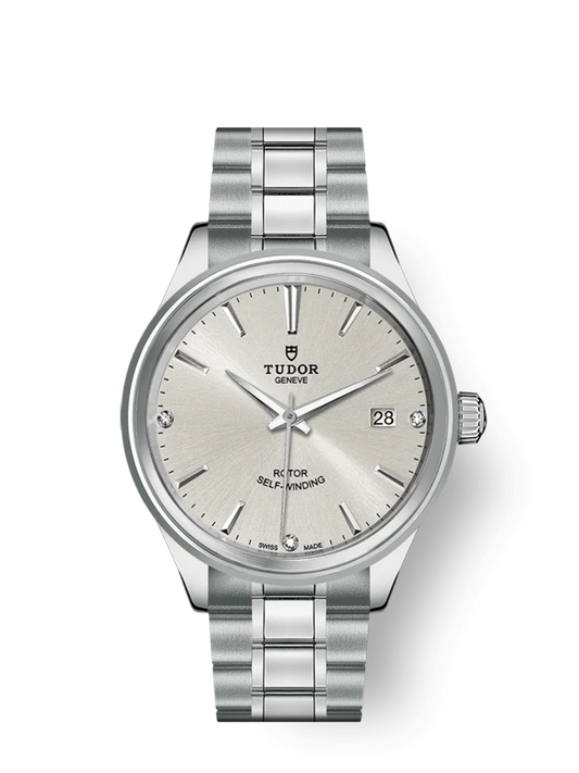 Tudor Style, Stainless Steel and Diamond-set, 38mm, Ref# M12500-0003