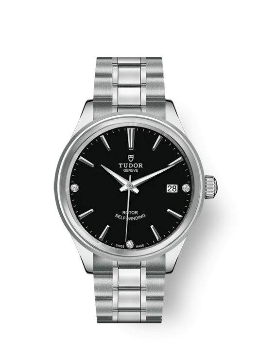 Tudor Style, Stainless Steel and Diamond-set, 38mm, Ref# M12500-0004