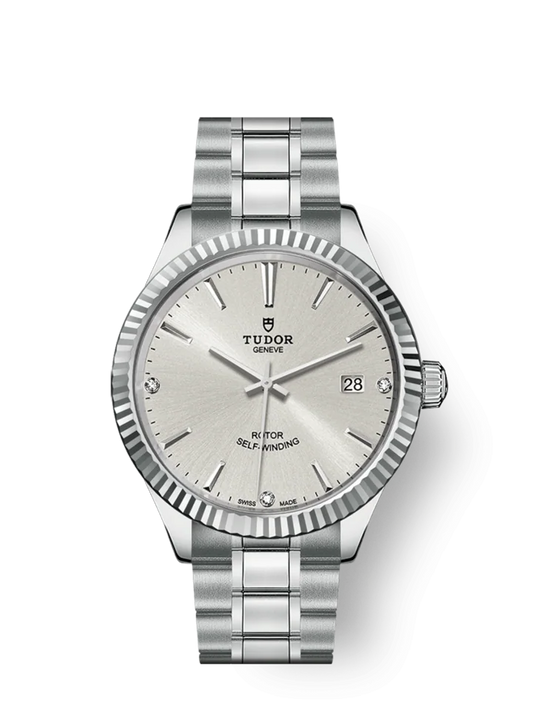 Tudor Style, Stainless Steel and Diamond-set, 38mm, Ref# M12510-0007