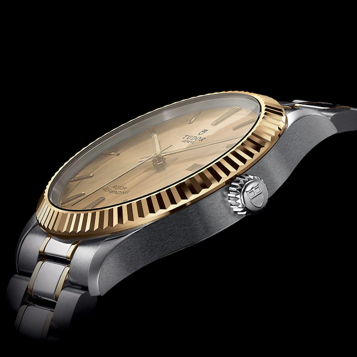 Tudor Style, Stainless Steel and Yellow Gold, 41mm, Ref# M12713-0001, side