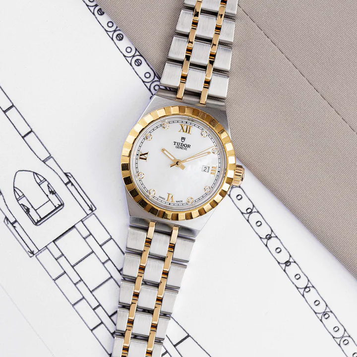 Tudor Royal, Stainless Steel and 18k Yellow Gold with Diamond-set, 28mm, Ref# M28303-0007, Main view