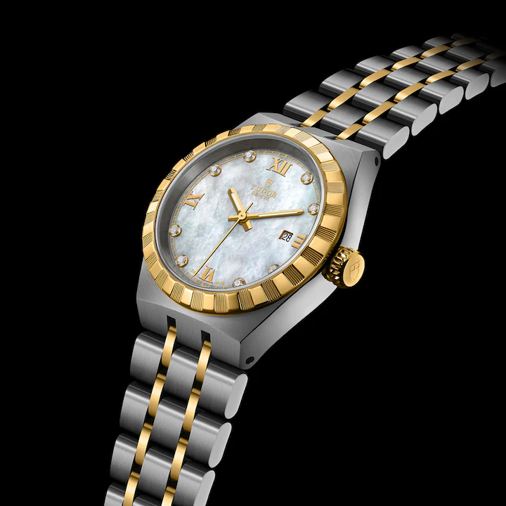 Tudor Royal, Stainless Steel and 18k Yellow Gold with Diamond-set, 28mm, Ref# M28303-0007, Side