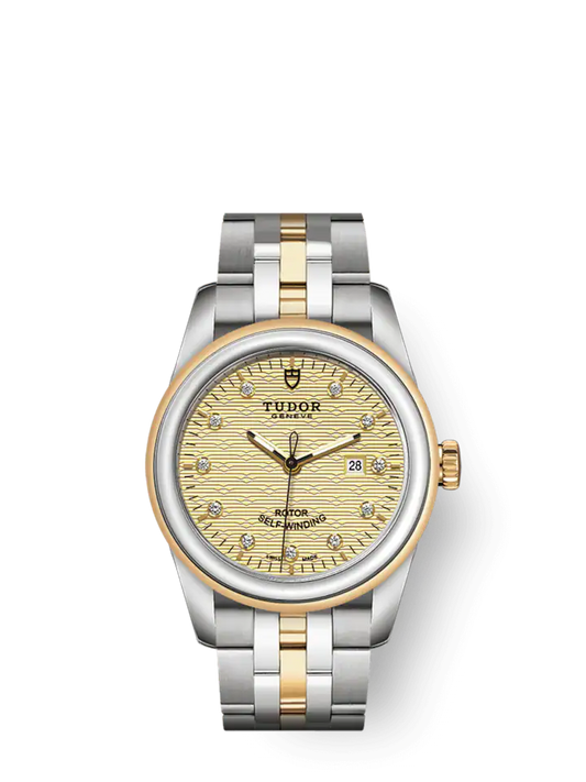 Tudor Glamour Date, Stainless Steel and 18k Yellow Gold with Diamond-set, 31mm, Ref# M53003-0004