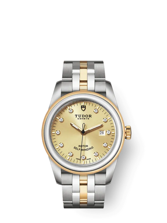 Tudor Glamour Date, Stainless Steel and 18k Yellow Gold with Diamond-set, 31mm, Ref# M53003-0006