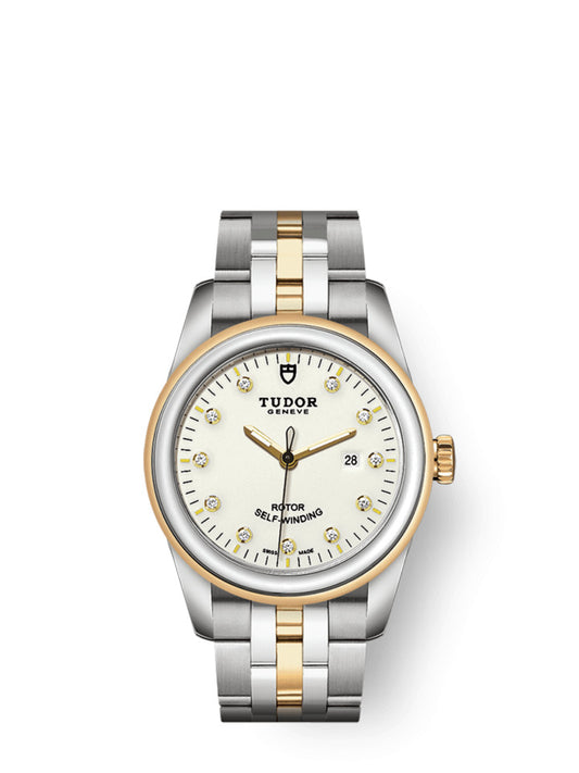 Tudor Glamour Date, Stainless Steel and 18k Yellow Gold with Diamond-set, 31mm, Ref# M53003-0066