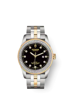 Tudor Glamour Date, Stainless Steel and 18k Yellow Gold with Diamond-set, 31mm, Ref# M53023-0017