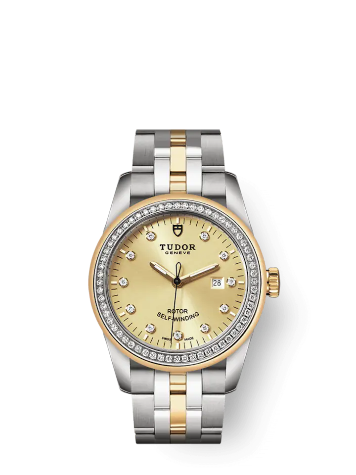 Tudor Glamour Date, Stainless Steel and 18k Yellow Gold with Diamond-set, 31mm, Ref# M53023-0021