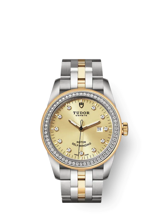 Tudor Glamour Date, Stainless Steel and 18k Yellow Gold with Diamond-set, 31mm, Ref# M53023-0021