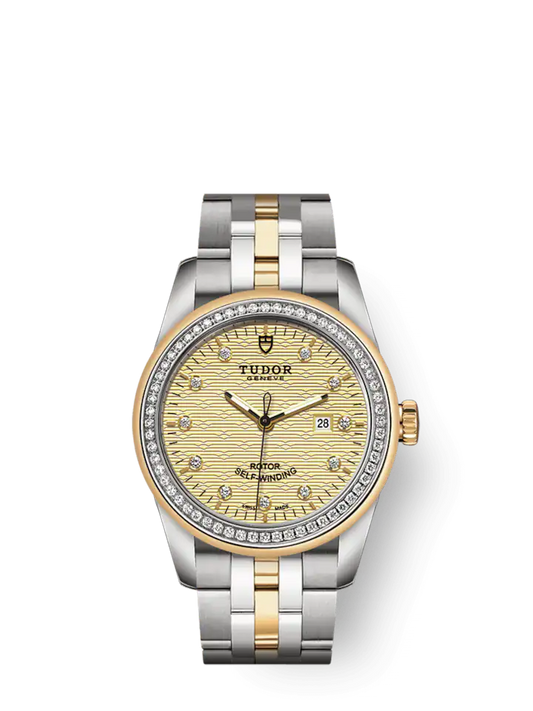 Tudor Glamour Date, Stainless Steel and 18k Yellow Gold with Diamond-set, 31mm, Ref# M53023-0023