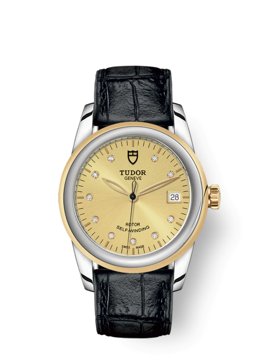 Tudor Glamour Date, Stainless Steel and 18k Yellow Gold with Diamond-set, 36mm, Ref# M55003-0051