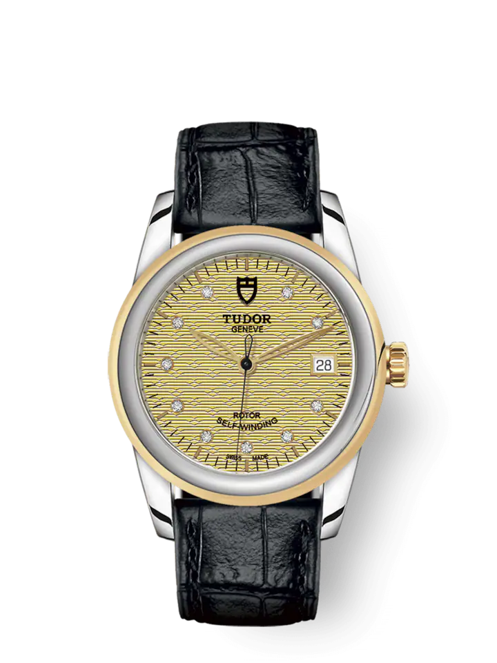 Tudor Glamour Date, Stainless Steel and 18k Yellow Gold with Diamond-set, 36mm, Ref# M55003-0068