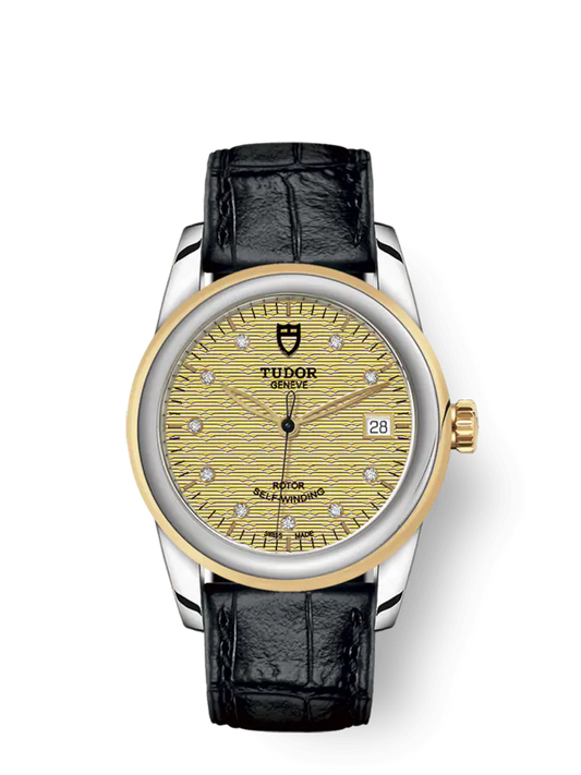 Tudor Glamour Date, Stainless Steel and 18k Yellow Gold with Diamond-set, 36mm, Ref# M55003-0068