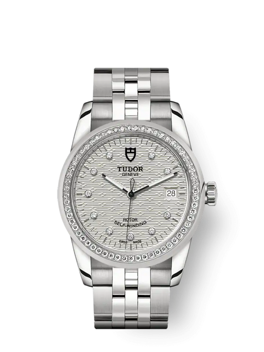 Tudor Glamour Date, Stainless Steel with Diamond-set dial and Diamond-set bezel, 36mm, Ref# M55020-0001