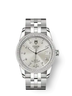 Tudor Glamour Date, Stainless Steel with Diamond-set dial and Diamond-set bezel, 36mm, Ref# M55020-0003