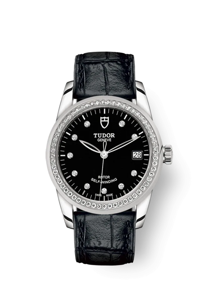 Tudor Glamour Date, Stainless Steel with Diamond-set dial and Diamond-set bezel, 36mm, Ref# M55020-0053