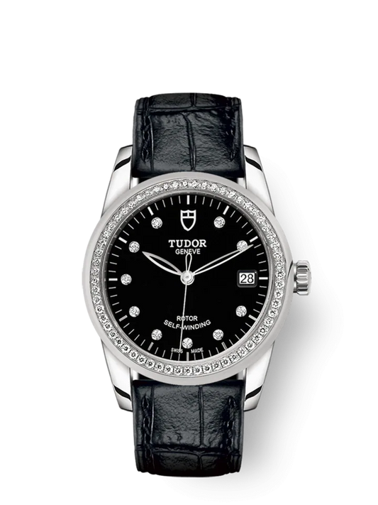 Tudor Glamour Date, Stainless Steel with Diamond-set dial and Diamond-set bezel, 36mm, Ref# M55020-0053