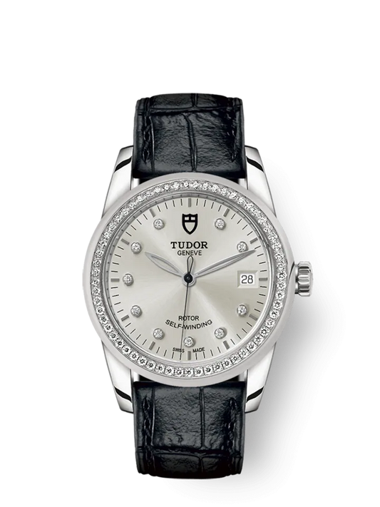 Tudor Glamour Date, Stainless Steel with Diamond-set dial and Diamond-set bezel, 36mm, Ref# M55020-0058