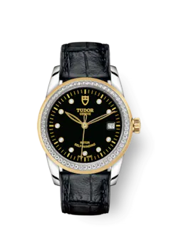 Tudor Glamour Date, Stainless Steel and 18k Yellow Gold with Diamond-set dial and Diamond-set bezel, 36mm, Ref# M55023-0046