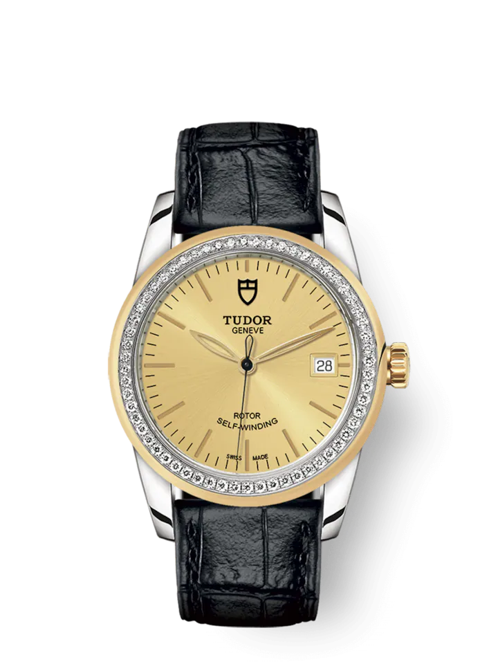 Tudor Glamour Date, Stainless Steel and 18k Yellow Gold with Diamond-set bezel, 36mm, Ref# M55023-0049