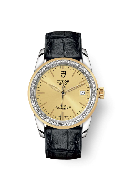 Tudor Glamour Date, Stainless Steel and 18k Yellow Gold with Diamond-set bezel, 36mm, Ref# M55023-0049