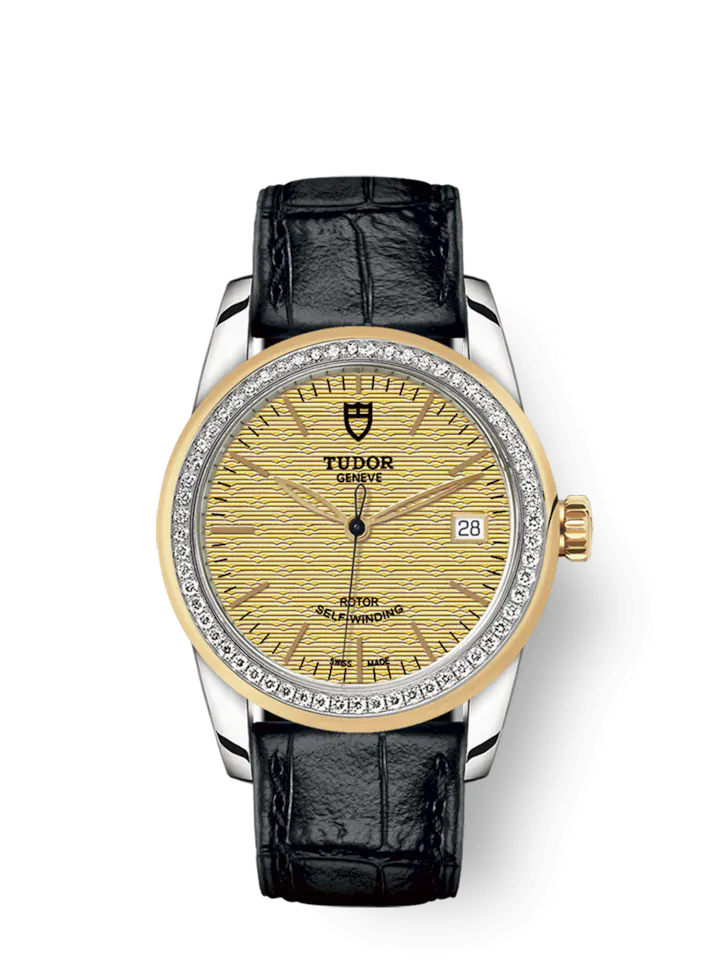 Tudor Glamour Date, Stainless Steel and 18k Yellow Gold, 36mm with Diamond-set bezel, Ref# M55023-0051