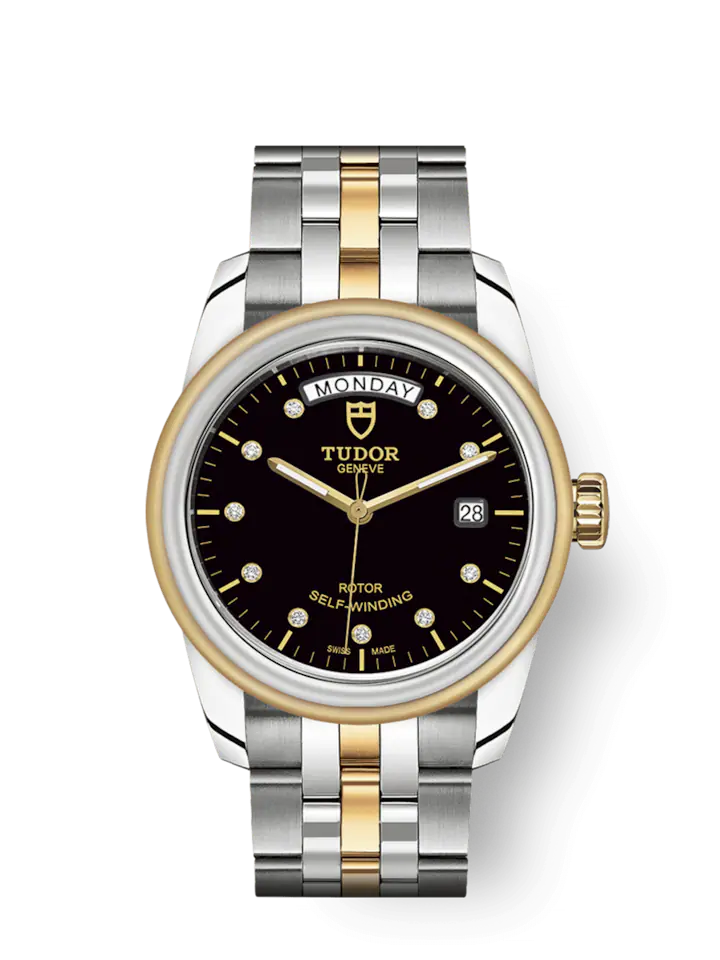 Tudor Glamour Date+Day, Stainless Steel and 18k Yellow Gold with Diamond-set, 39mm, Ref# M56003-0008